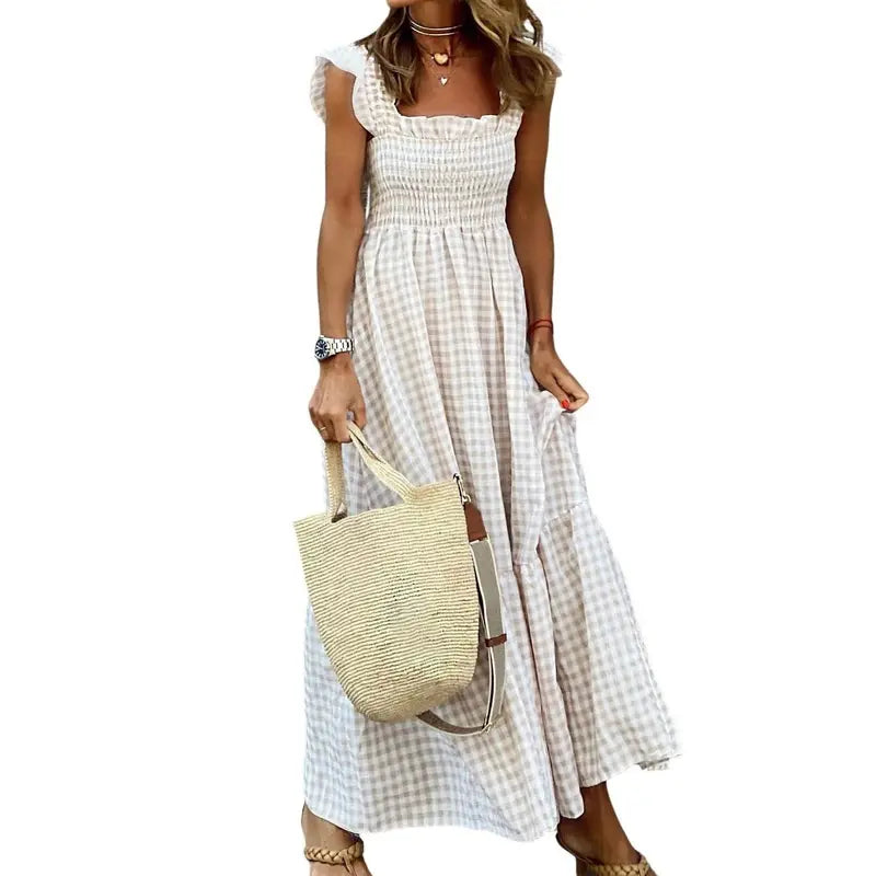 GOLDA™ – Elegant Plaid Sleeveless Long Dress