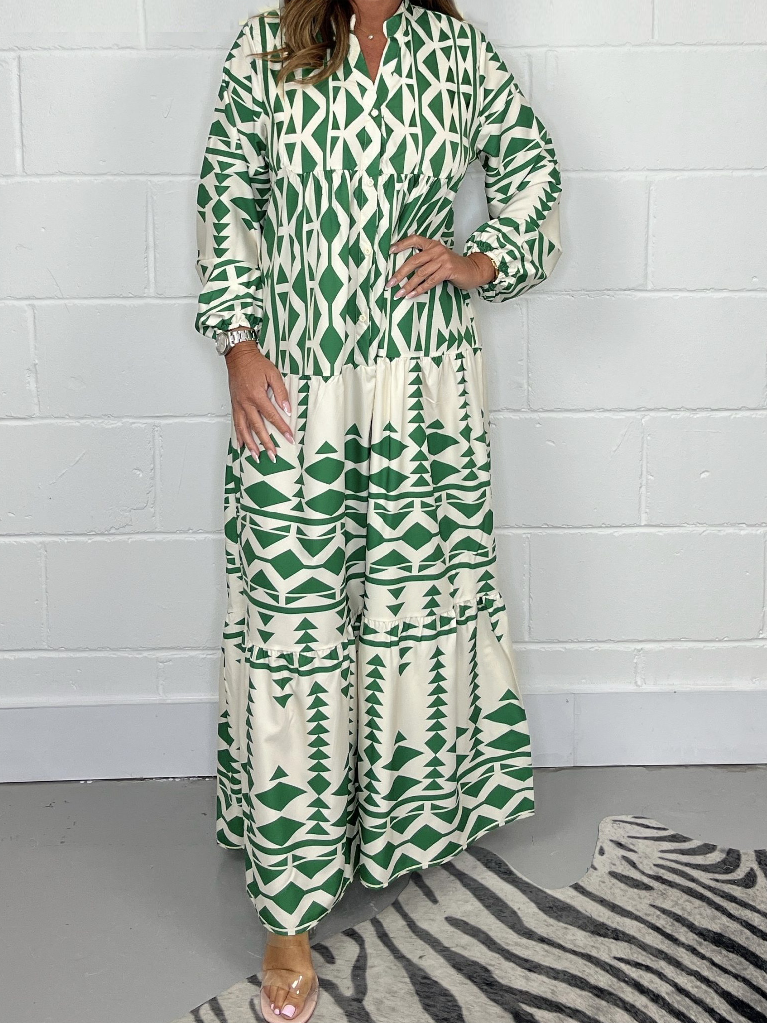 Casual Aztec Maxi Dress Cotton Blend Comfortable Fit