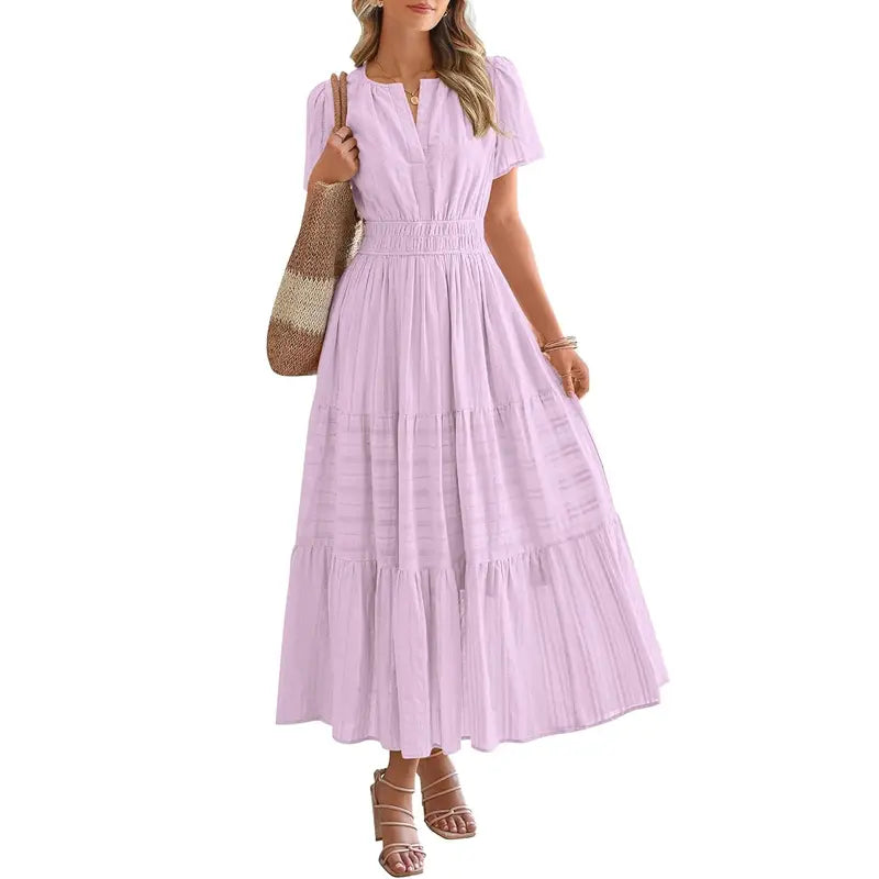 HELENA™ – Casual Summer V-Neck Maxi Dress