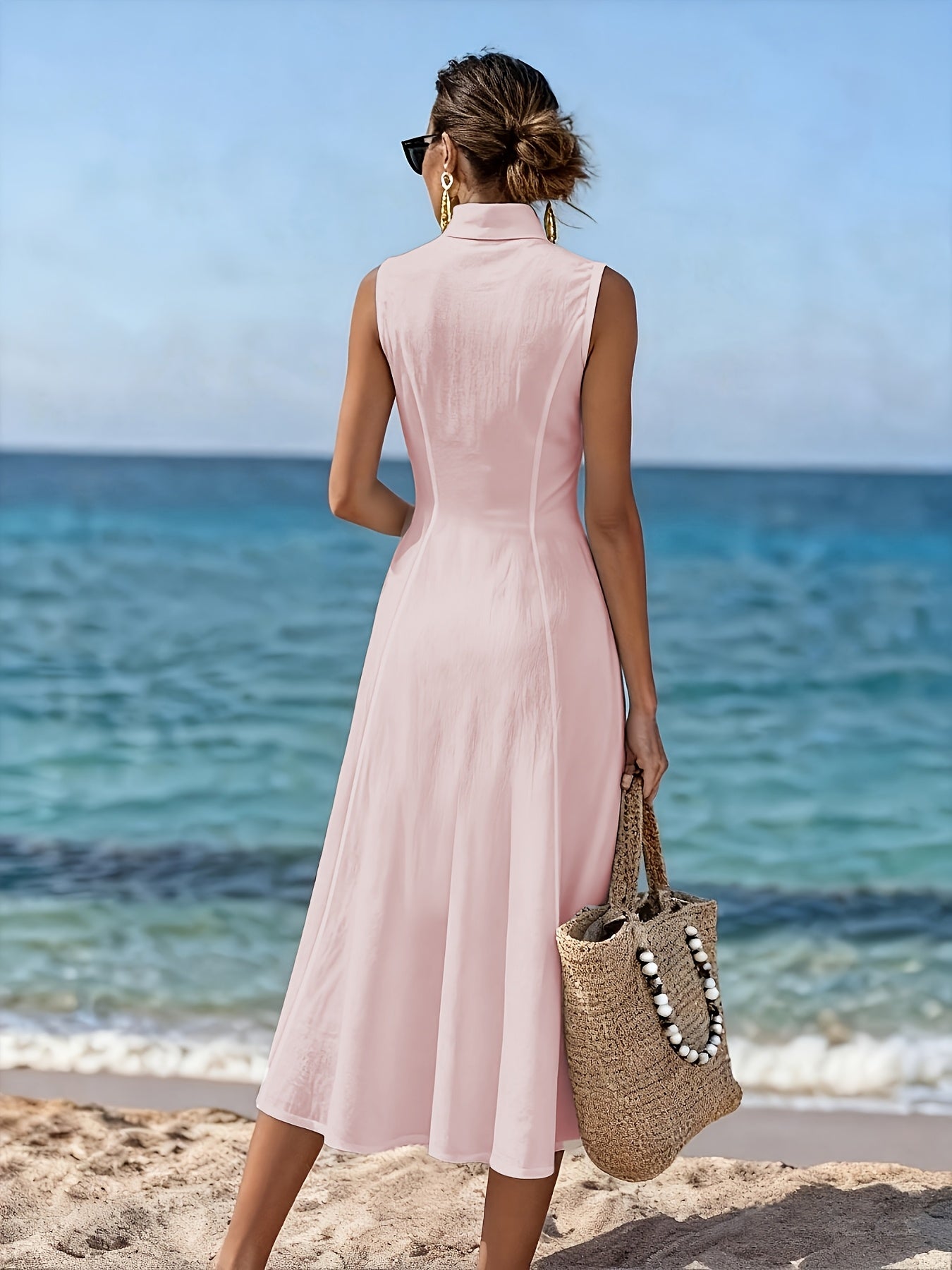 Simone | Button-Front Sleeveless Midi Dress