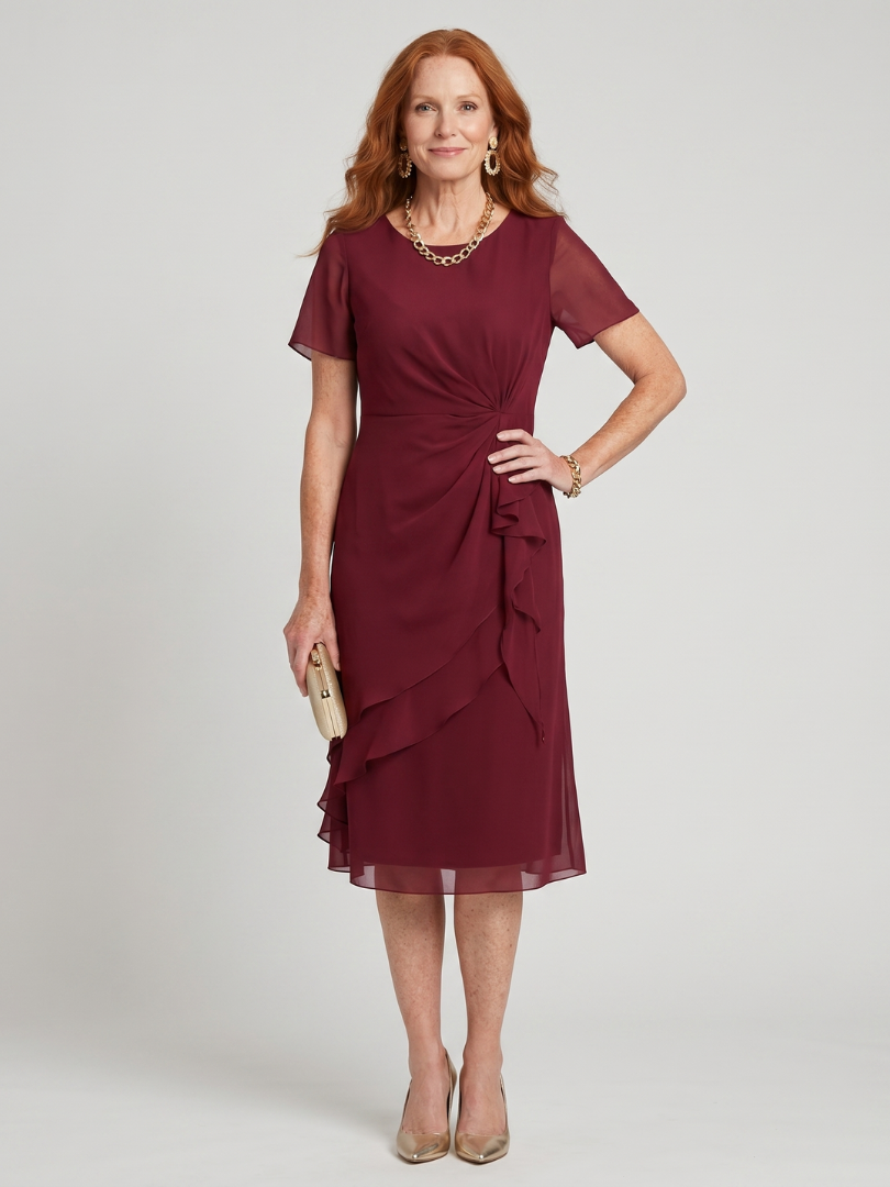 Scarlett | Chiffon Ruffle Midi Dress