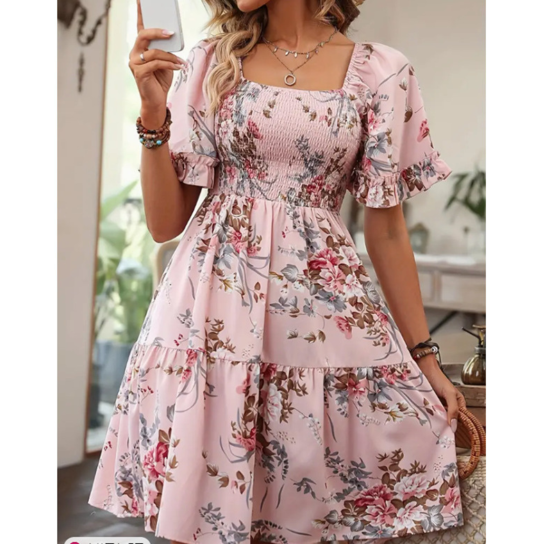Emily | Boho Chic Floral Smocked Dress