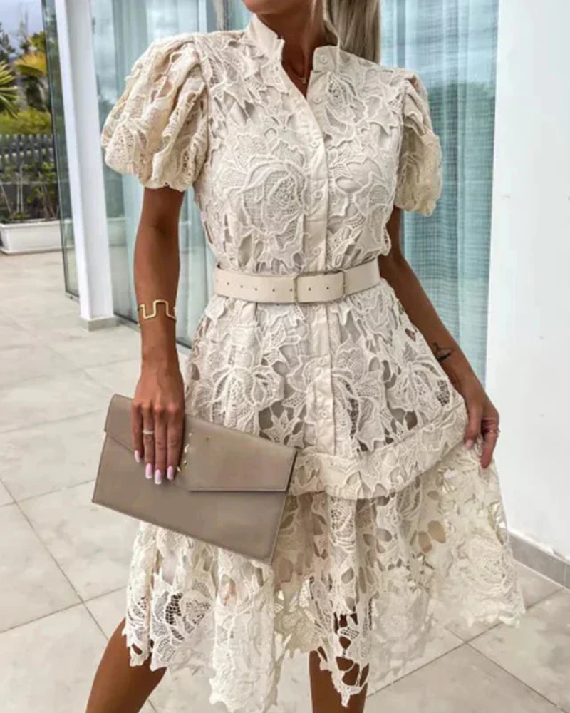 Roselyn | Floral Lace Midi Dress
