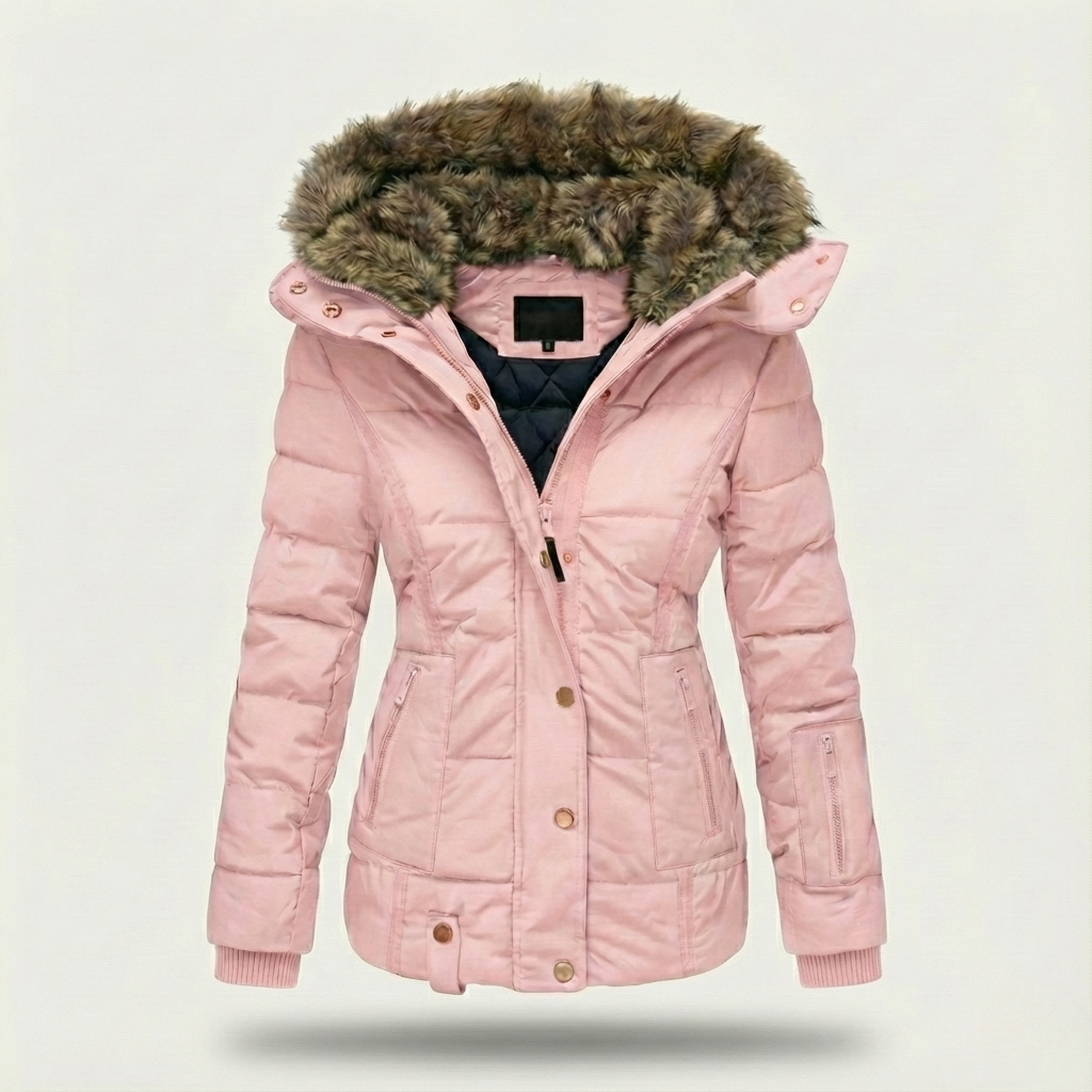 Women’s Faux-Fur Hooded Puffer Jacket – Insulated, Water-Resistant