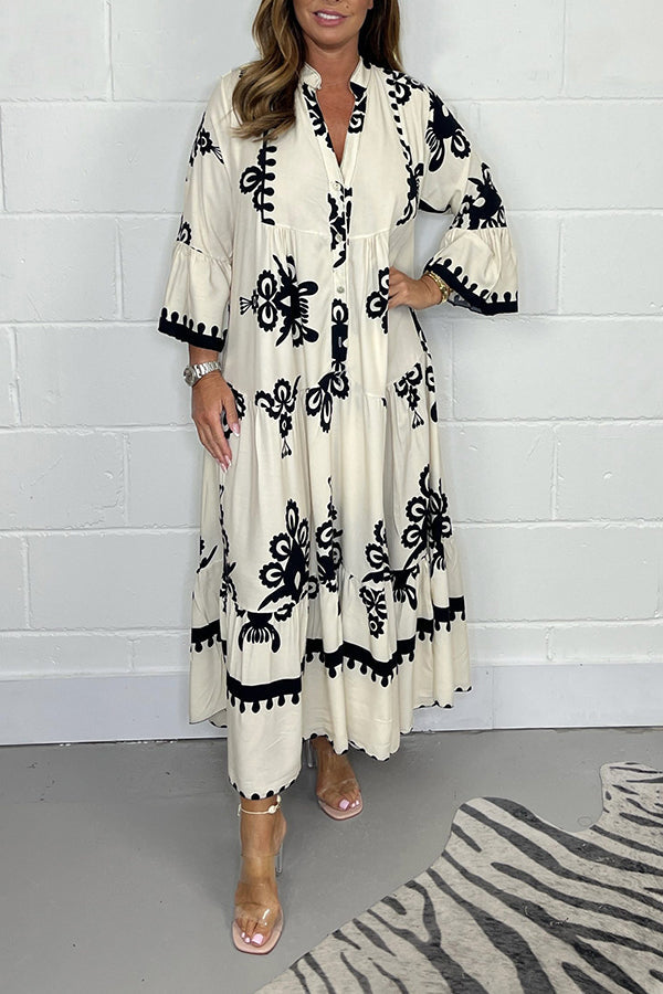 Floral Print Maxi Dress Lightweight Cotton Blend