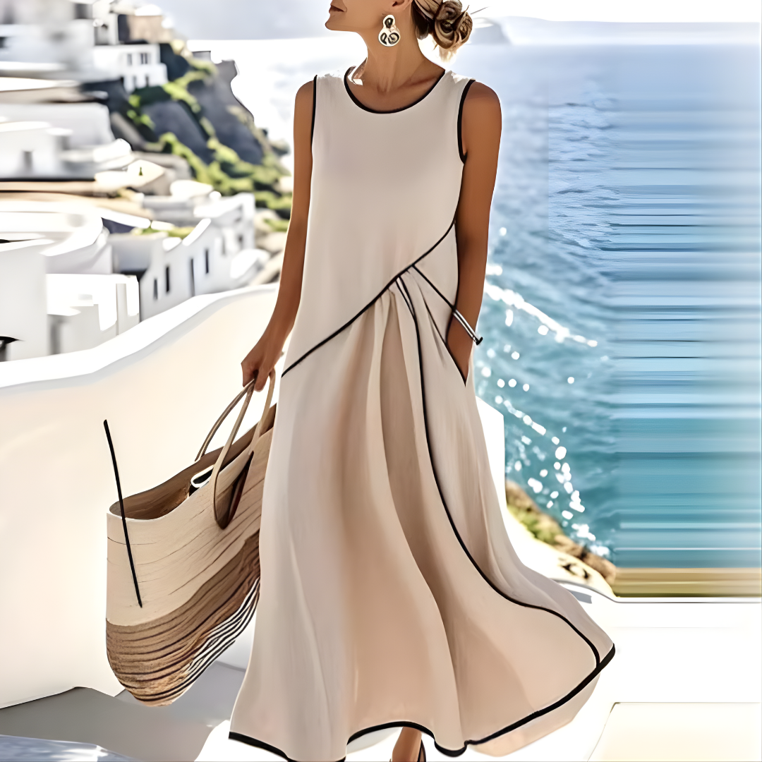 Marina | Contrast Trim Maxi Dress