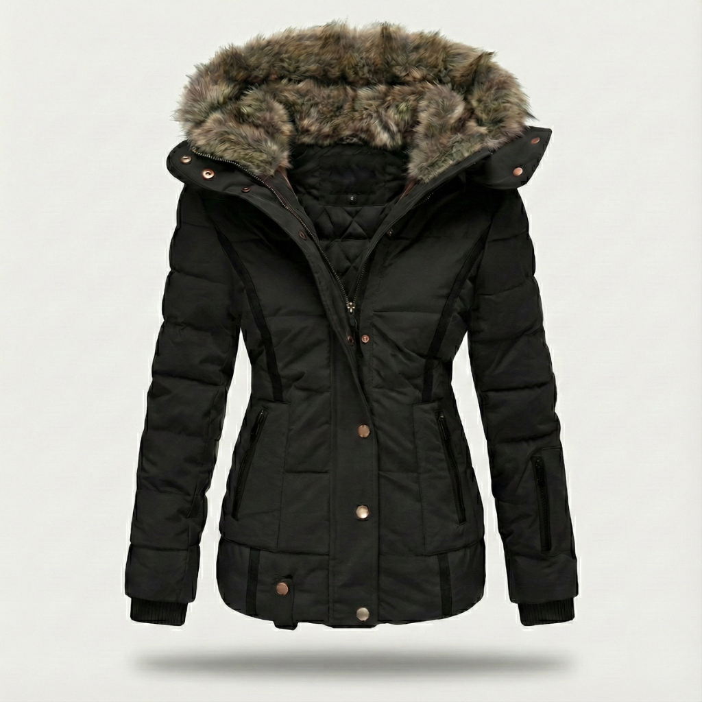 Women’s Faux-Fur Hooded Puffer Jacket – Insulated, Water-Resistant