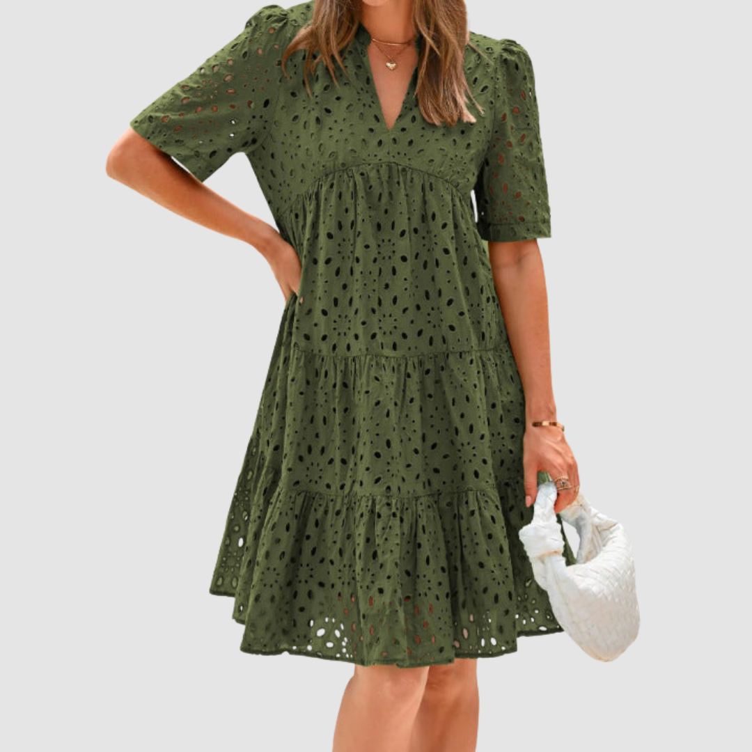 Cecily | Broderie Anglaise Tiered Midi Dress