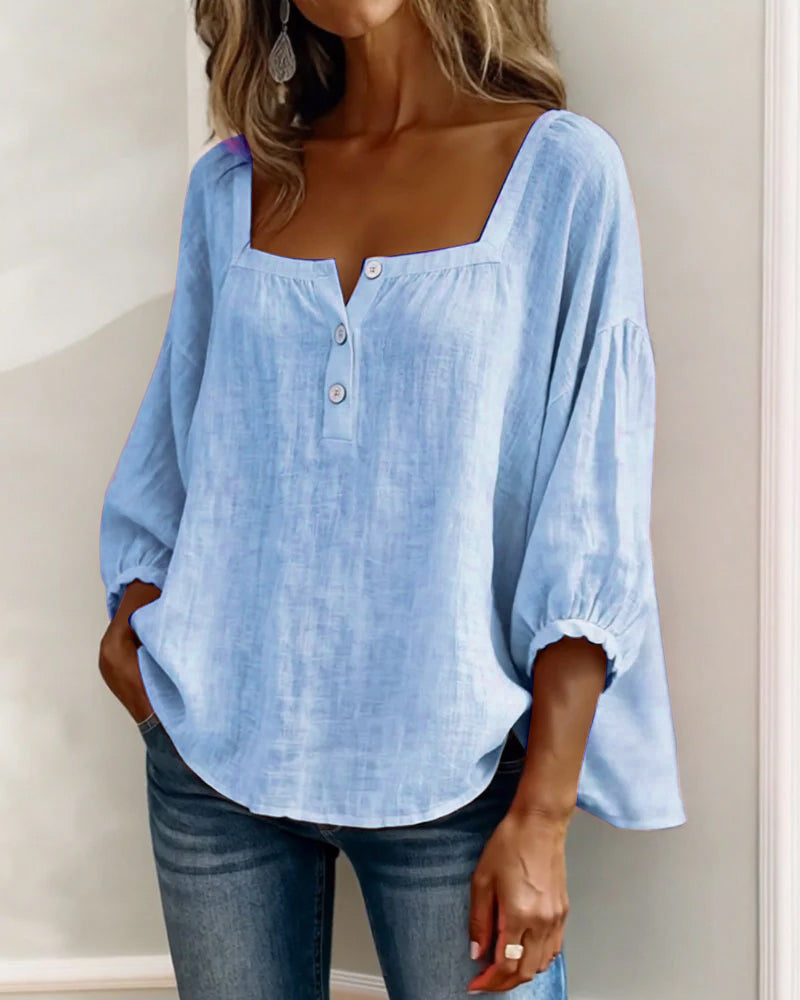 Rosie | Square Neck Button Blouse