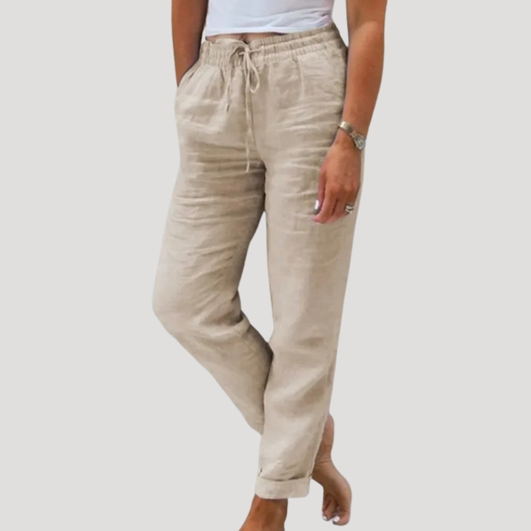 Evelyn | Casual Cotton-Linen Drawstring Lightweight Trousers