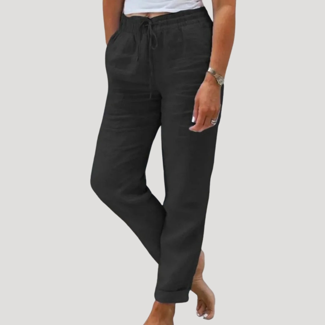 Evelyn | Casual Cotton-Linen Drawstring Lightweight Trousers