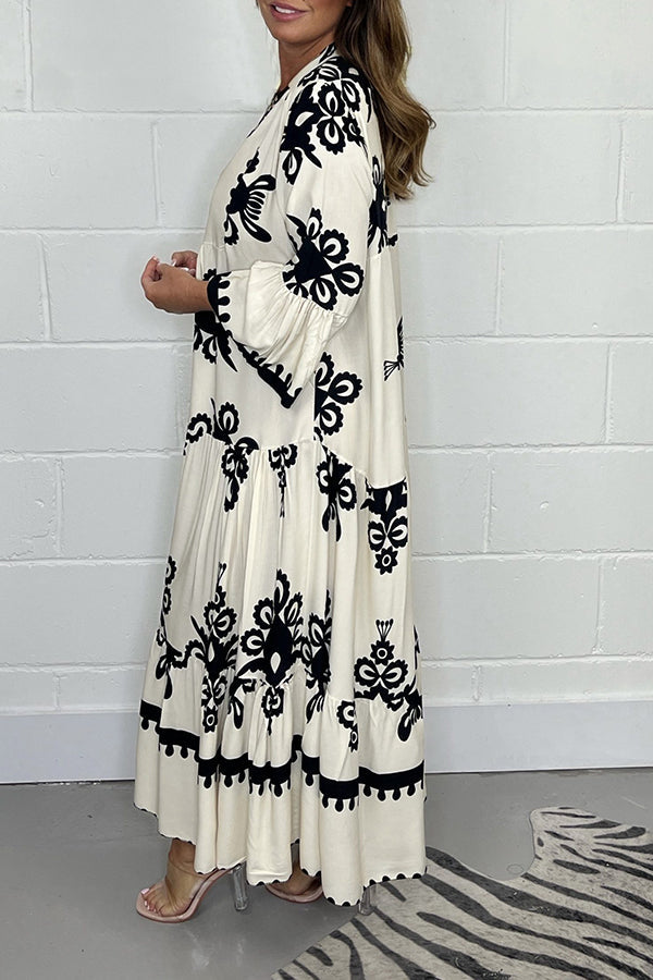 Floral Print Maxi Dress Lightweight Cotton Blend