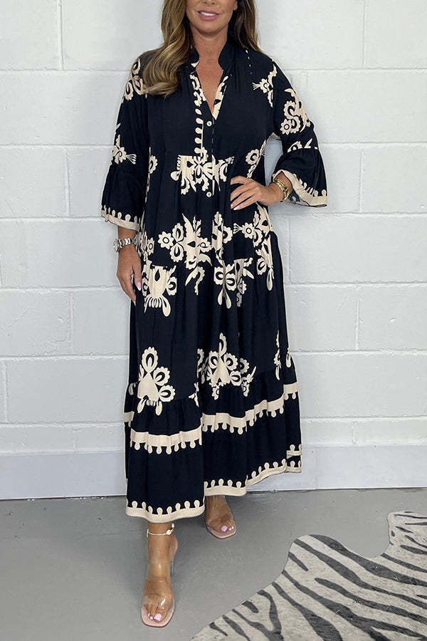 Floral Print Maxi Dress Lightweight Cotton Blend