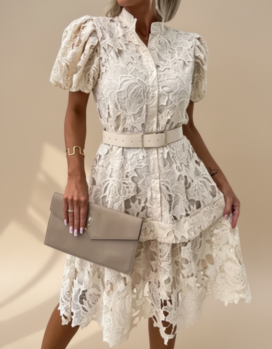 Roselyn | Floral Lace Midi Dress