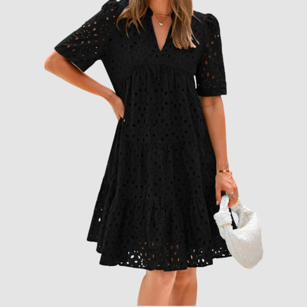 Cecily | Broderie Anglaise Tiered Midi Dress