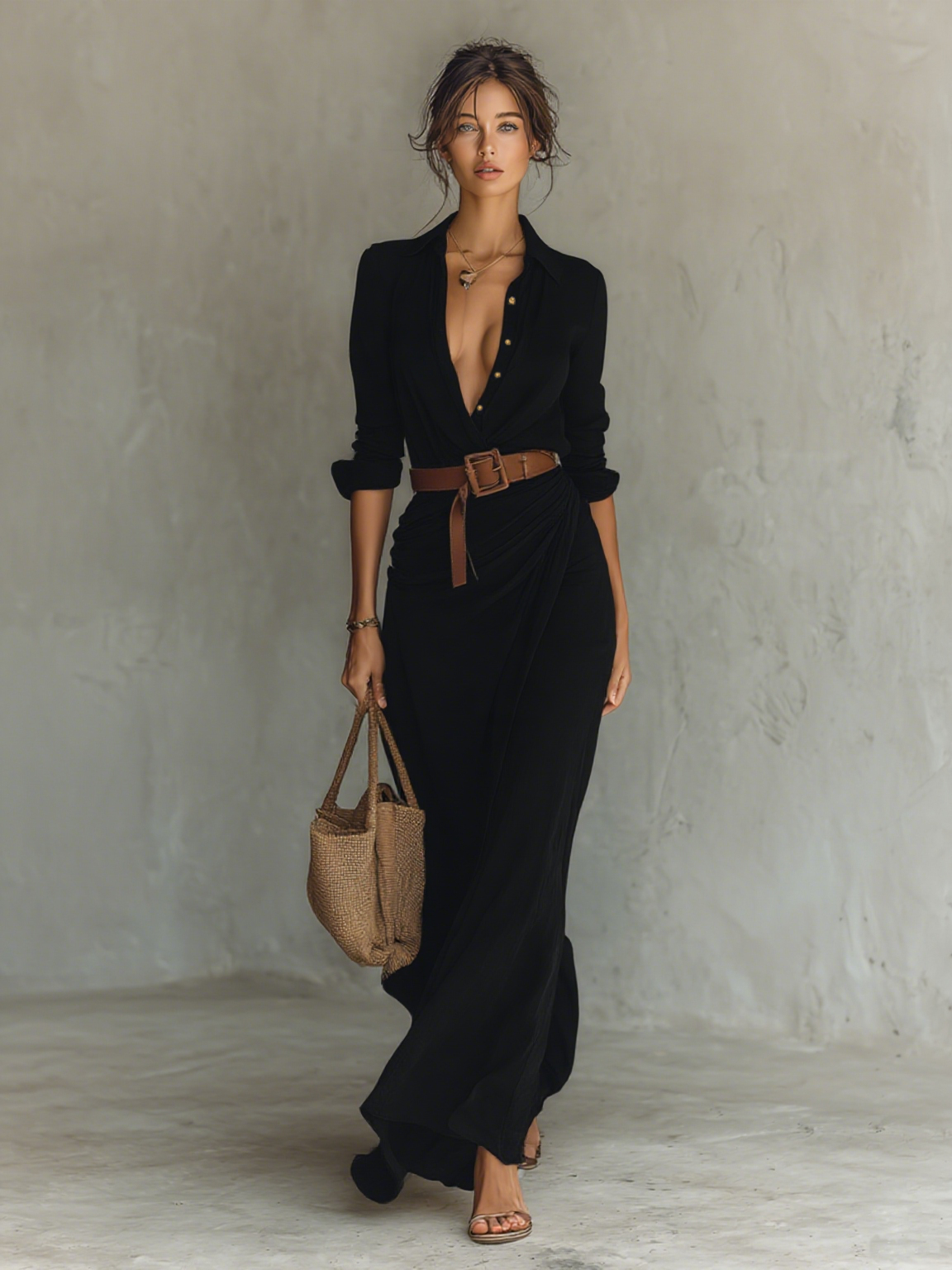 Aurelia | Draped Maxi Shirt Dress