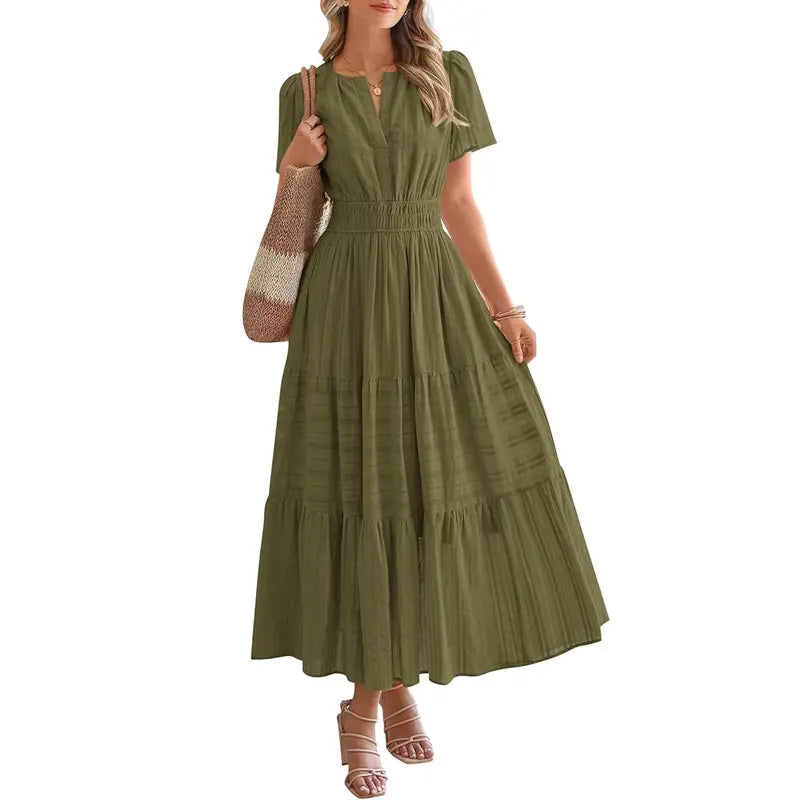 HELENA™ – Casual Summer V-Neck Maxi Dress