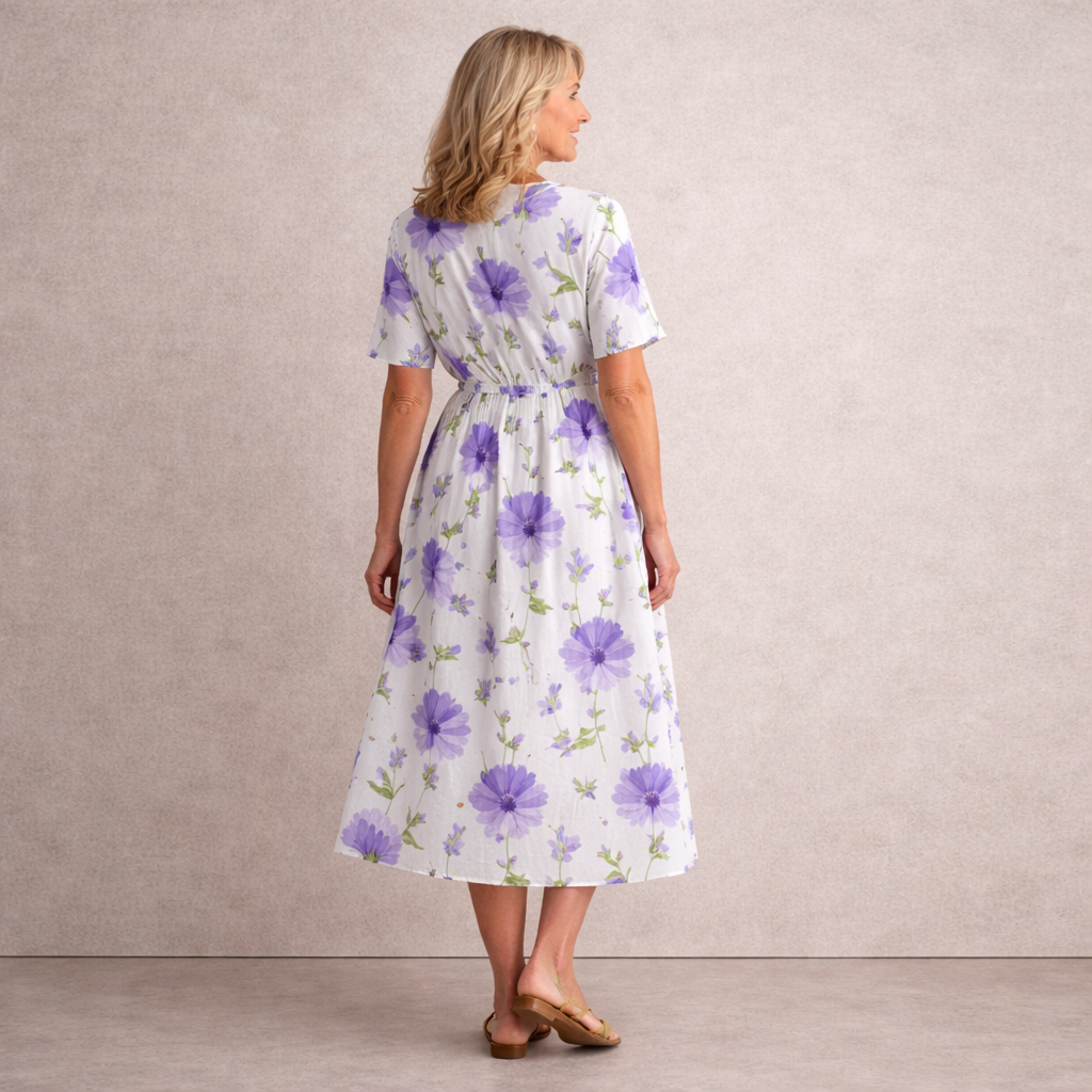 Susan | Floral Lace Trim Midi Dress