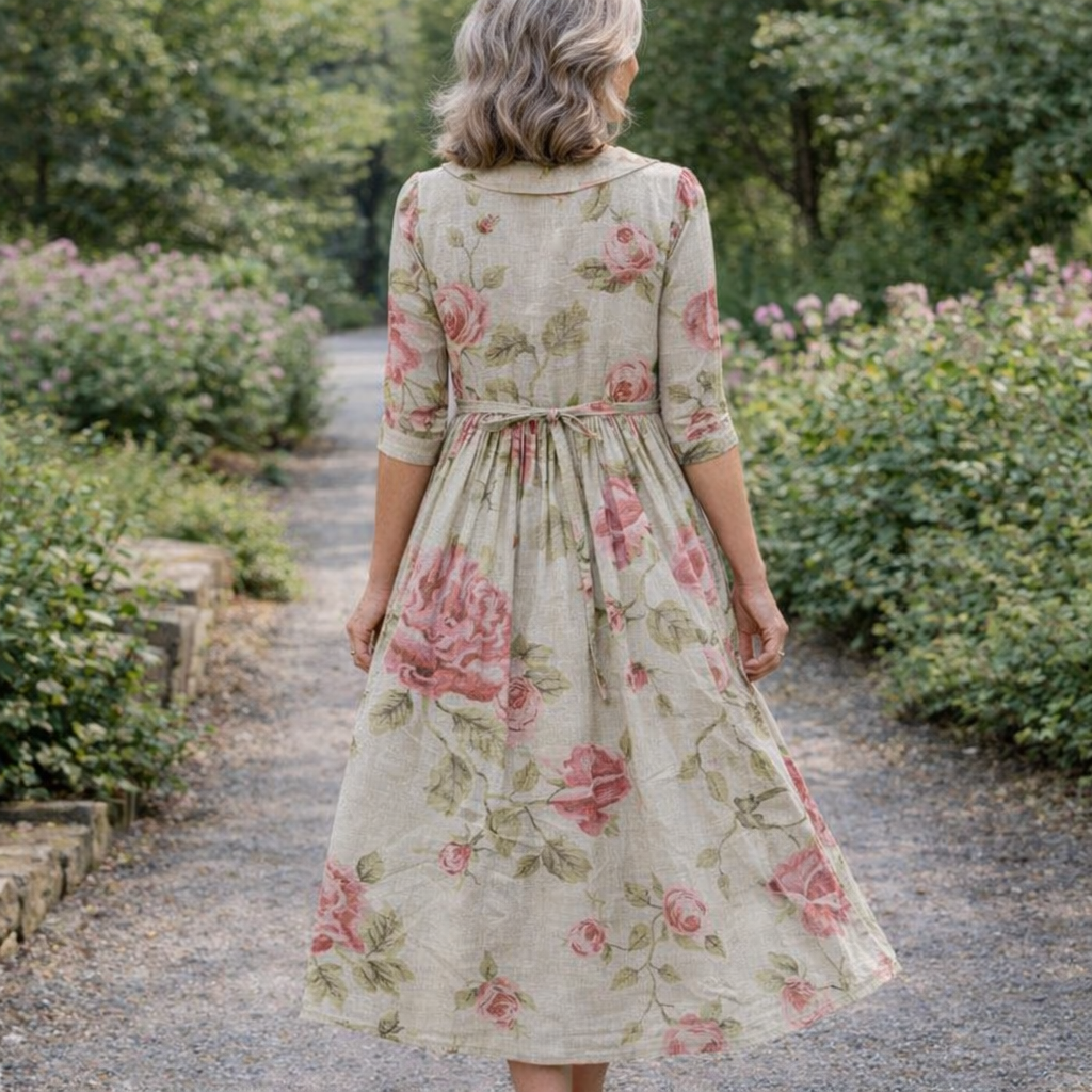 Clarissa | English Rose Tie Waist Midi Dress