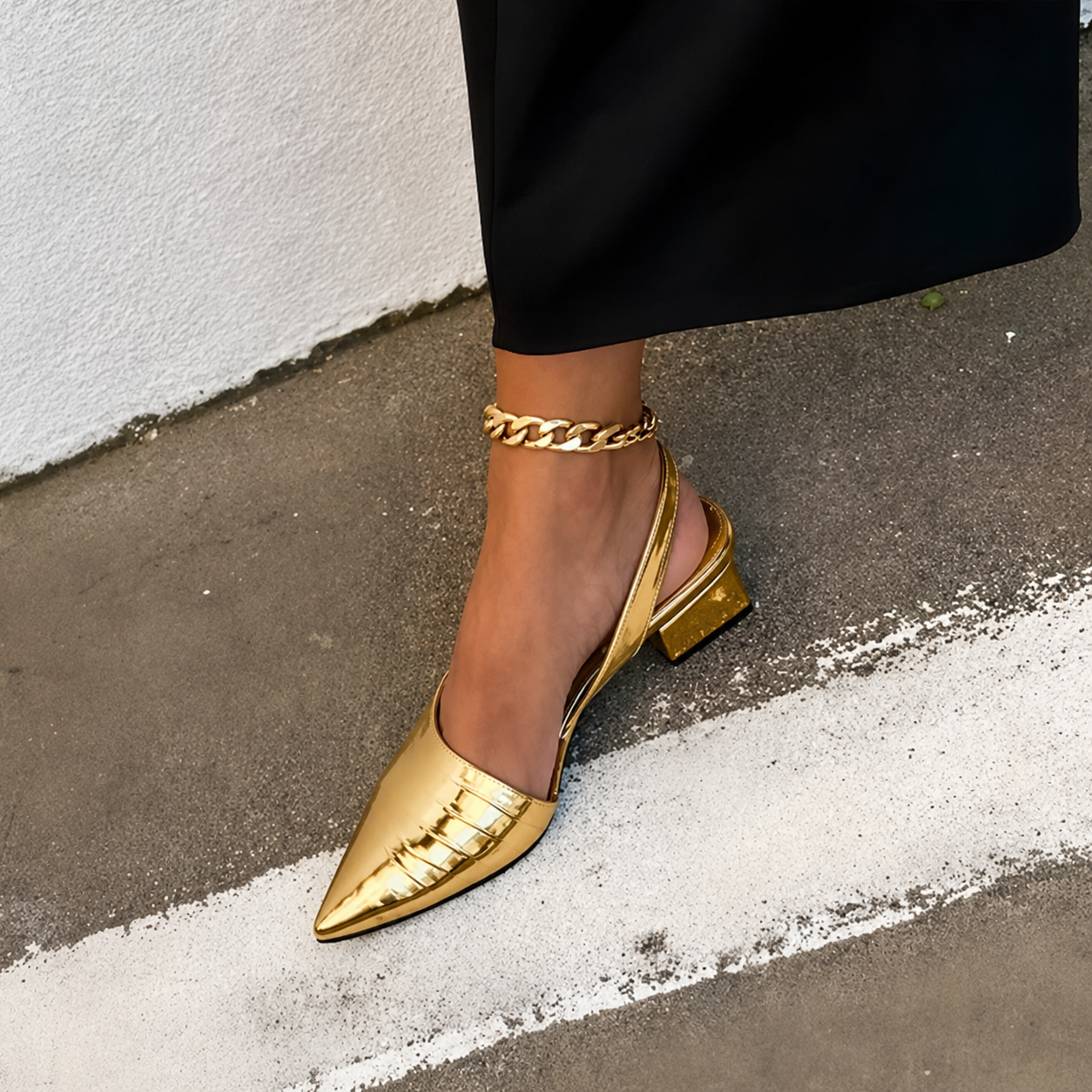 Audrey | Patent Pointed-Toe Slingback Heel