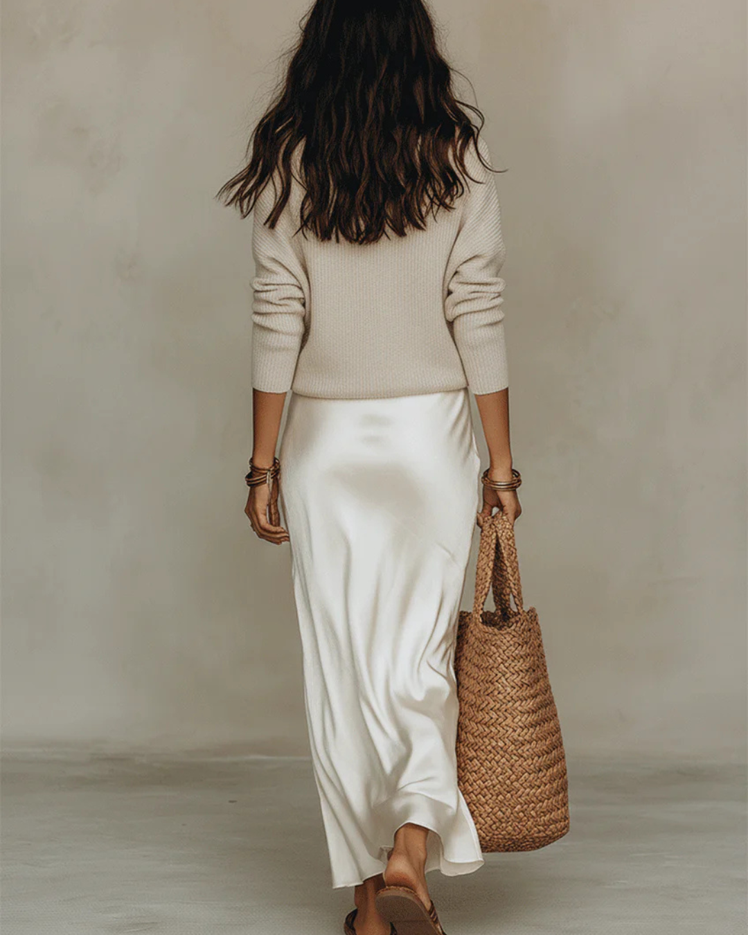 Aldith | Satin Maxi Skirt & Knit Sweater Set