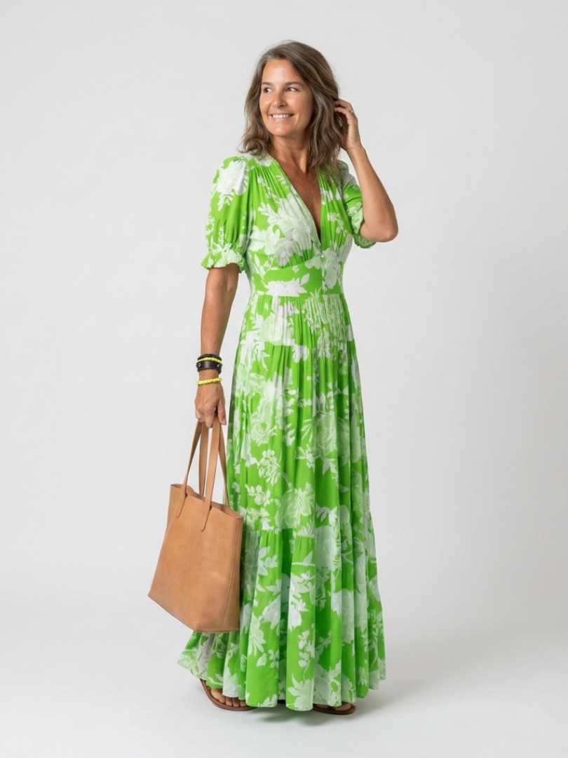 Penelope | Floral Print V-Neck Maxi Dress