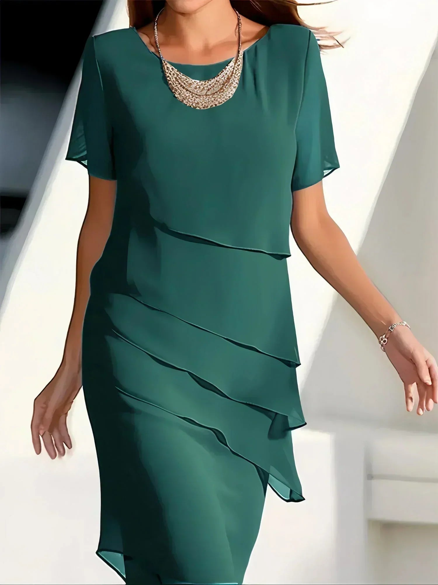 Celeste | Tiered Chiffon Midi Dress