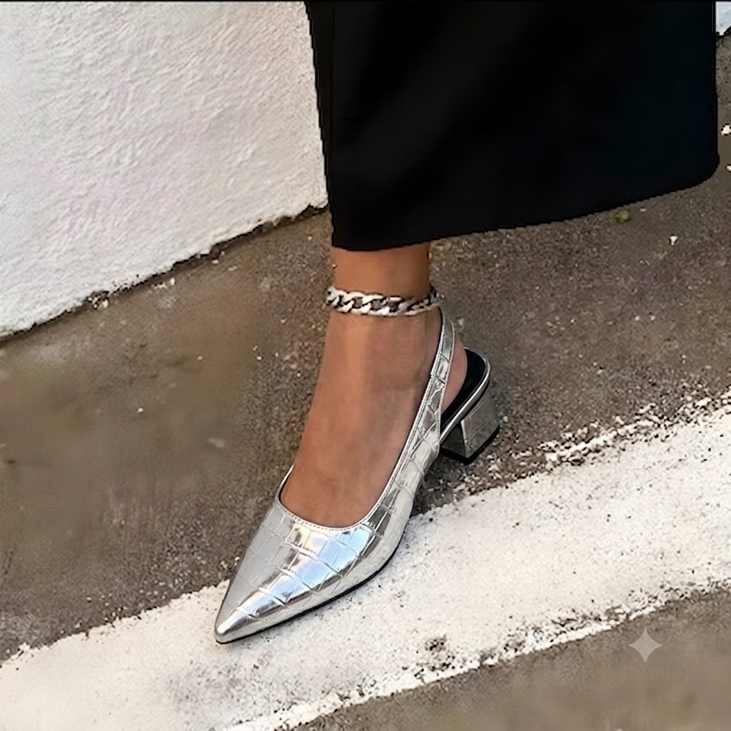 Audrey | Patent Pointed-Toe Slingback Heel