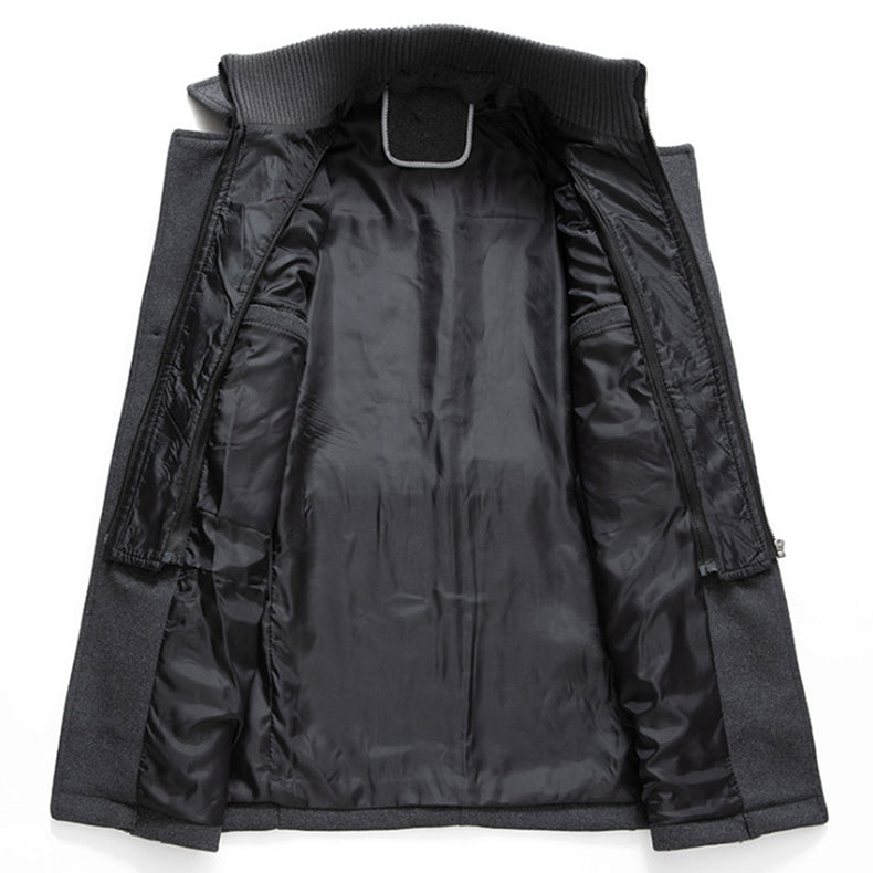 Men’s 2-Piece Layered Long Jacket – Smart Zip-In Insert
