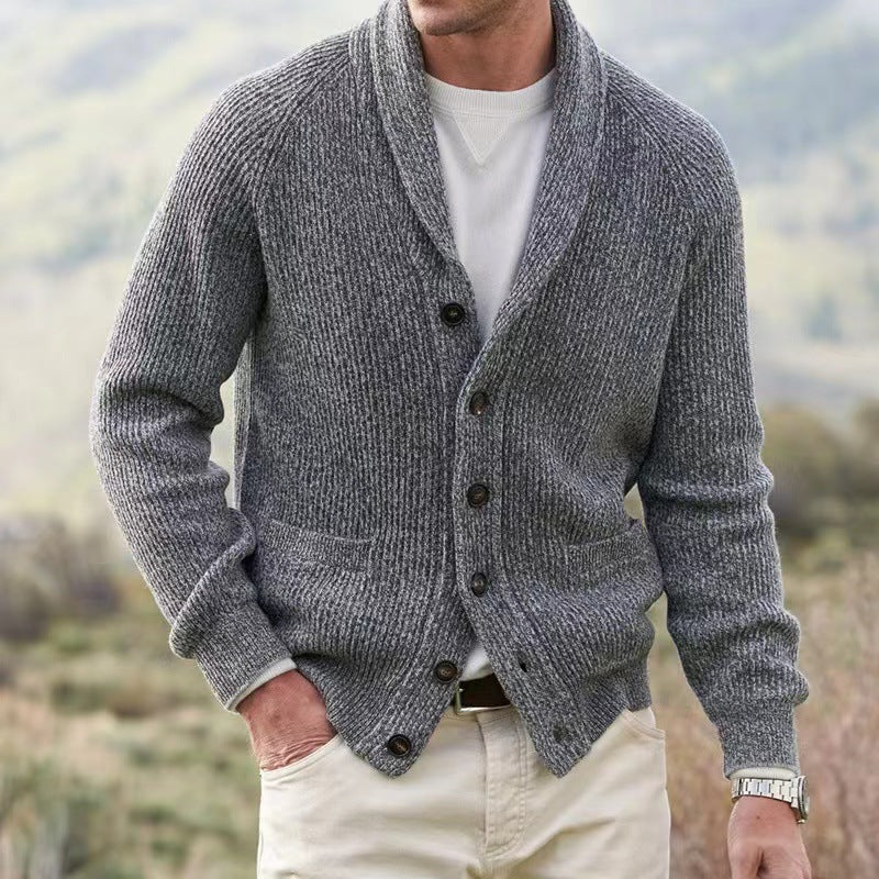 Men’s Classic Knit Cardigan – Timeless Shawl Collar Sweater