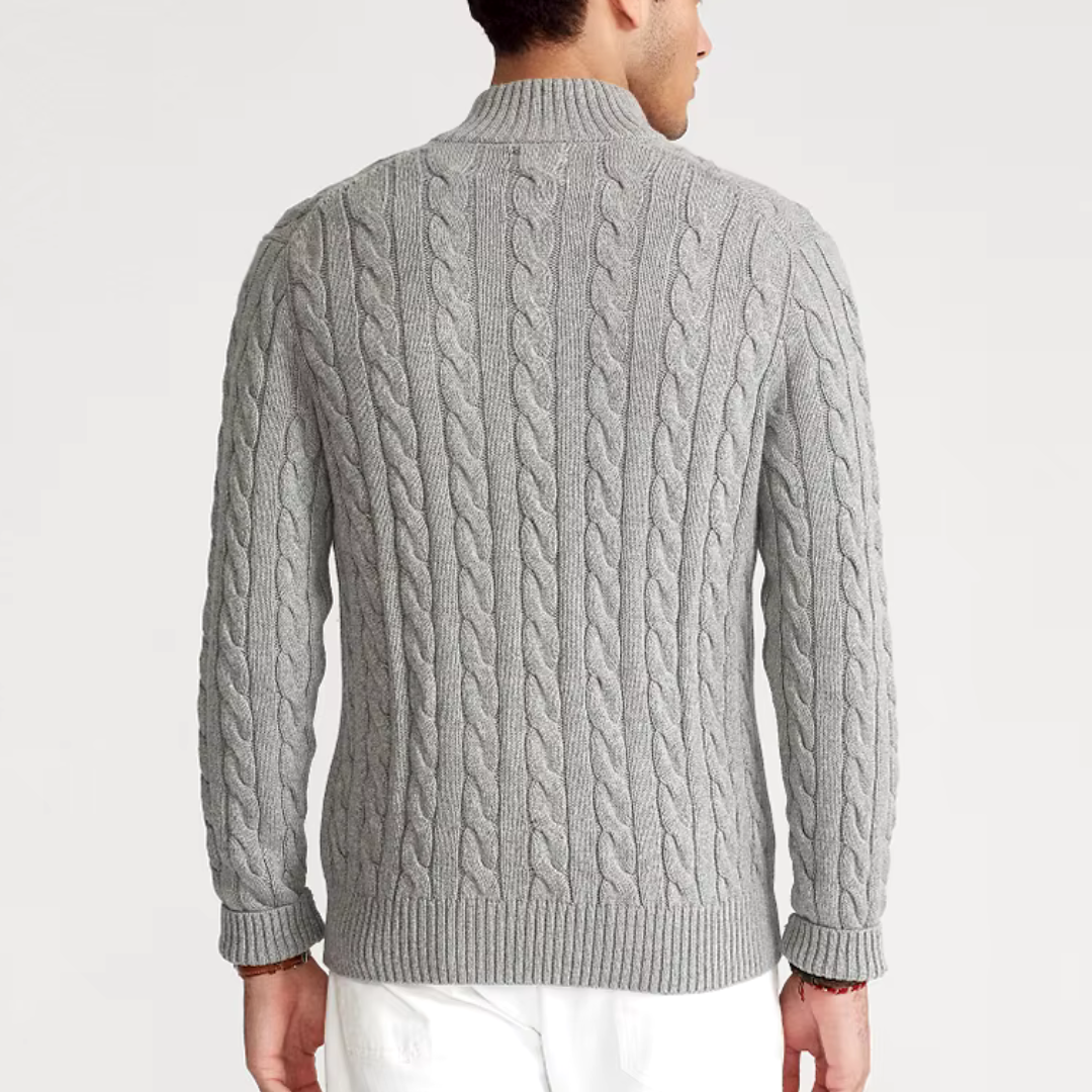 Men’s Half Zip Cable Knit Sweater – Classic Winter Layer