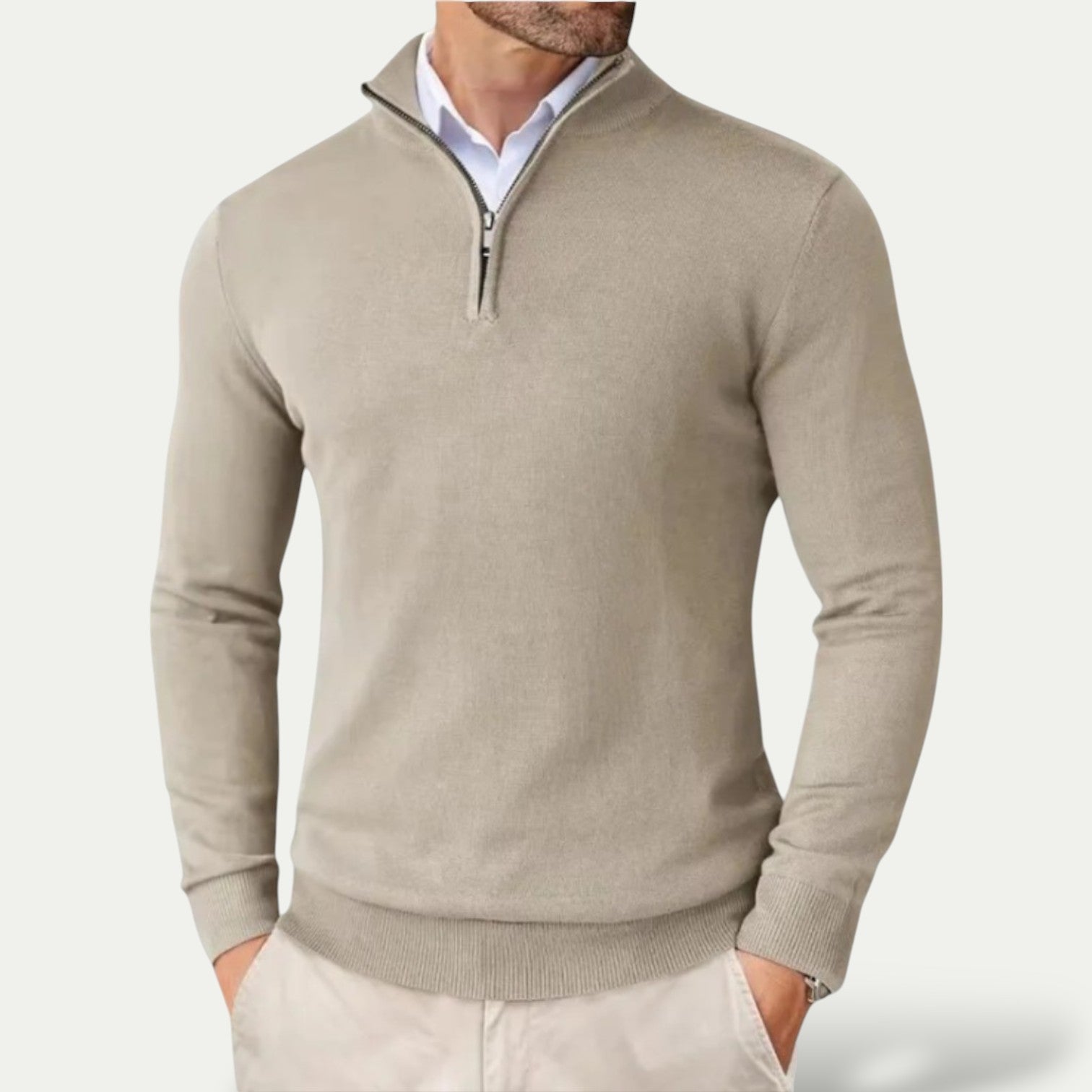 Men’s Half-Zip Pullover with Long Sleeves – All-Season Smart Casual Layer