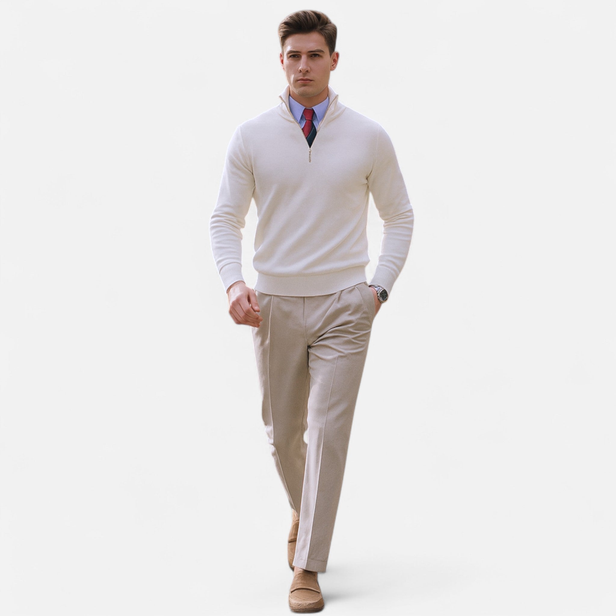 Men’s Half Zip Sweater – Classic Tailored Knit – Smart Casual Layer