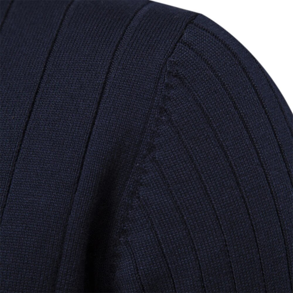 Men’s Half Zip Sweater – Ribbed, Mock Neck Style
