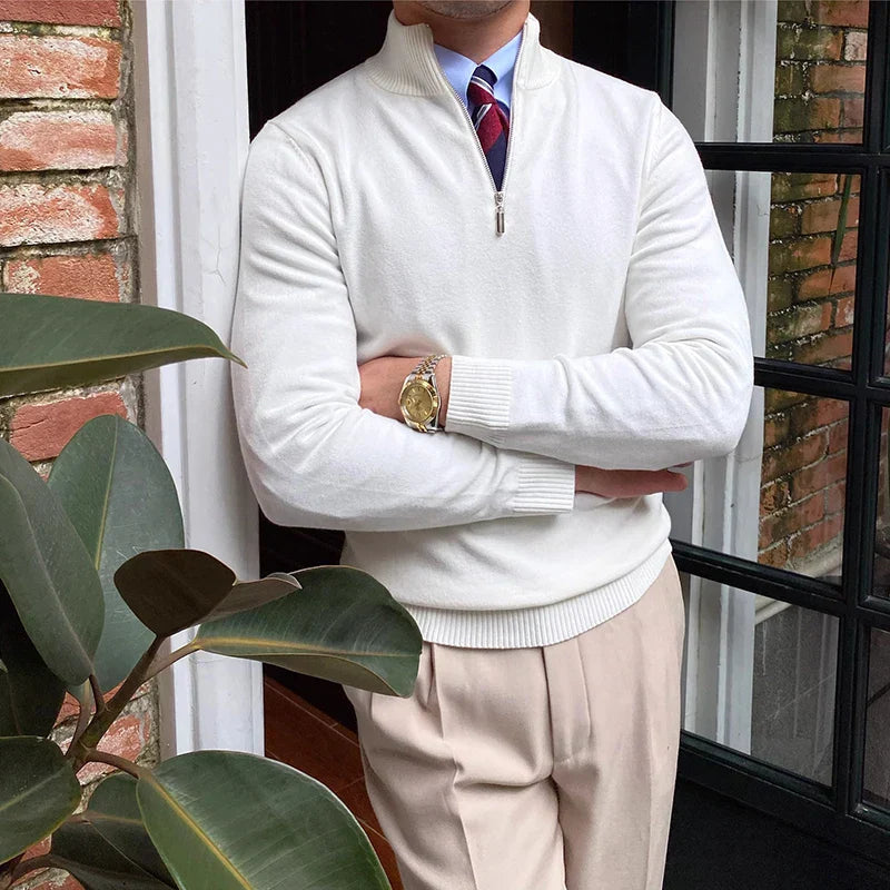 Men’s Half Zip Sweater – Smart Casual Autumn Winter Knit