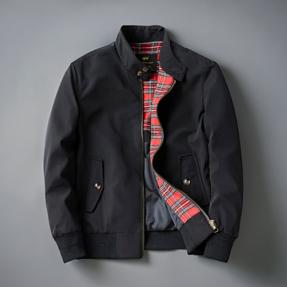 Men’s Harrington Jacket – Zip-Front Bomber Style with Stand Collar