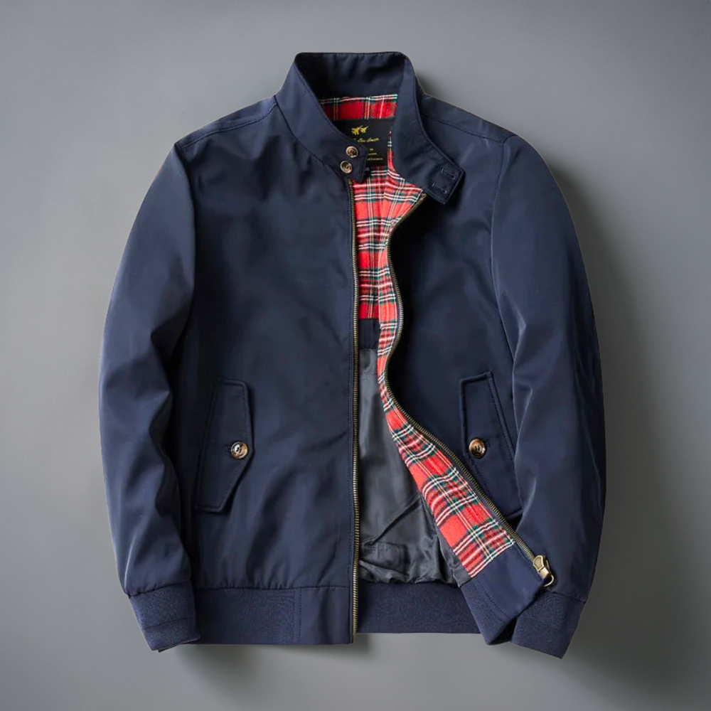 Men’s Harrington Jacket – Zip-Front Bomber Style with Stand Collar