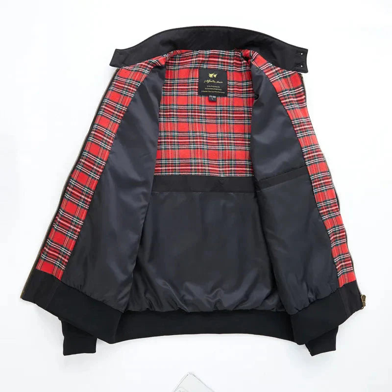 Men’s Harrington Jacket – Zip-Front Bomber Style with Stand Collar