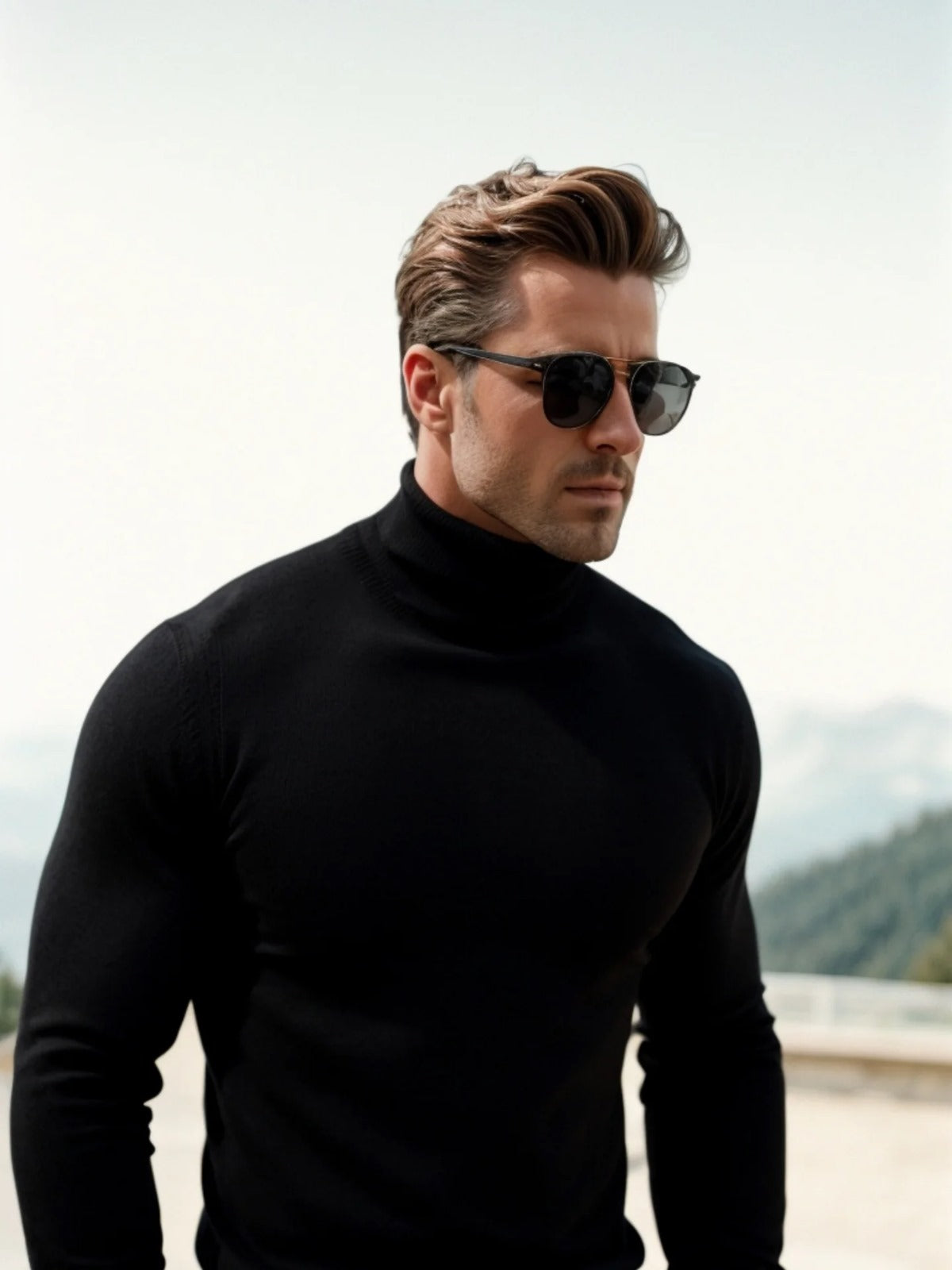 Men’s High-Neck Sweater – Modern Knitwear for Refined Layering