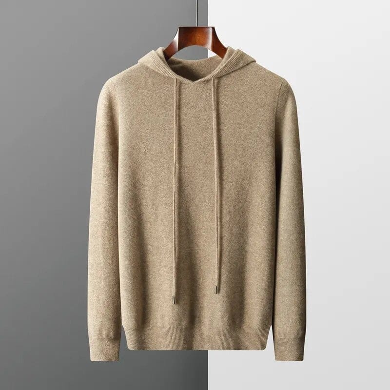 Men’s Hoodie Sweater – Minimalist Knit, Drawstring Hood