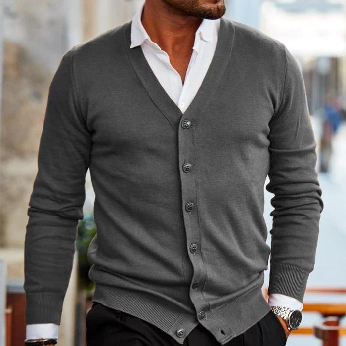 Men’s V-Neck Button Cardigan – Smart Casual Layer
