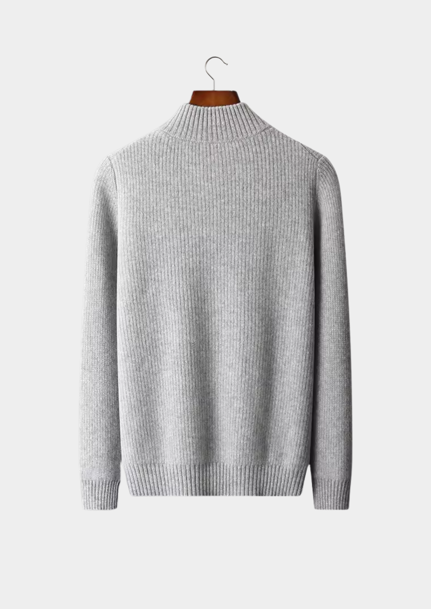 Men’s Zip-Up Ribbed Cardigan Sweater with High Collar – All-Season Casual Layer
