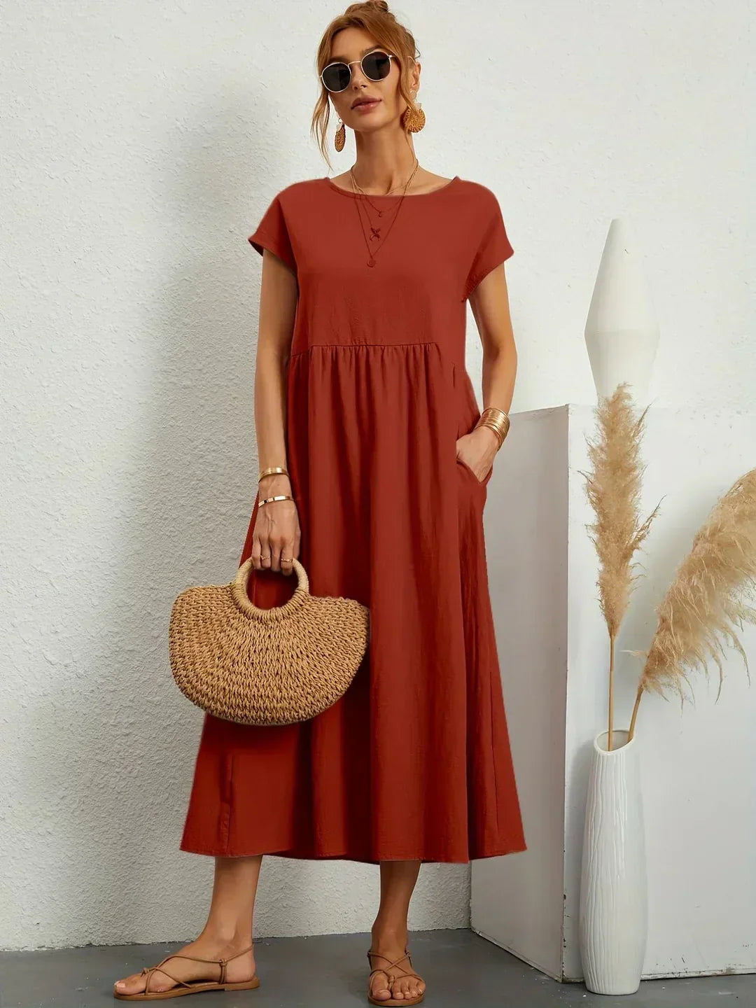 Claire | Relaxed Gathered Midi Dress