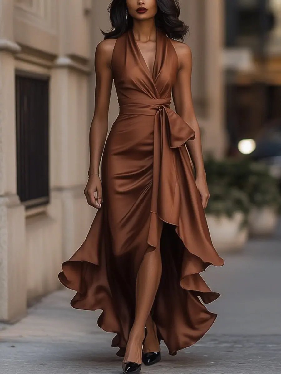 Gillian | Elegant Halter Maxi Dress
