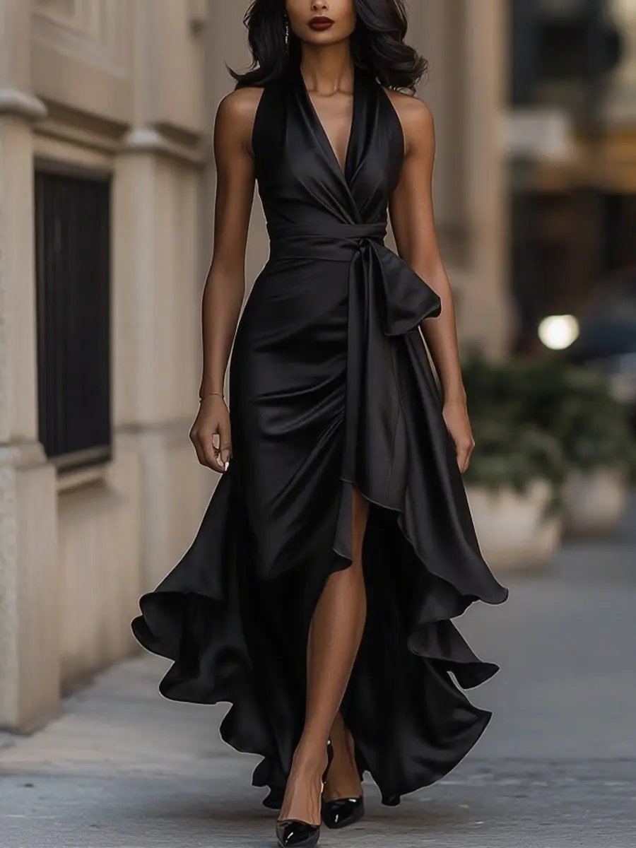 Gillian | Elegant Halter Maxi Dress