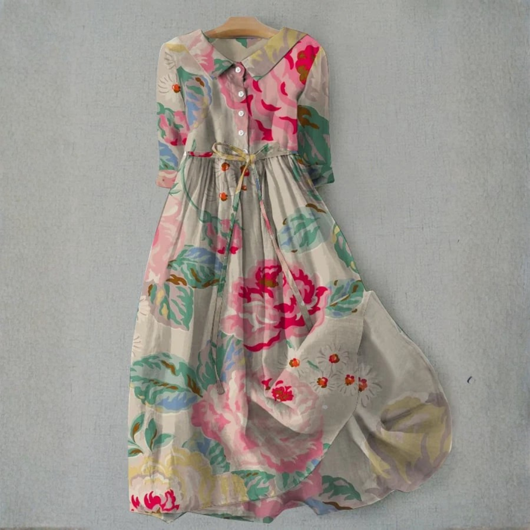 Rosamund | Bold Floral Tie Waist Maxi Dress