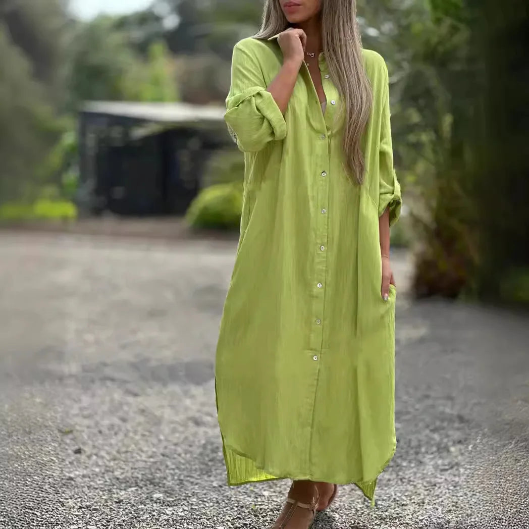 Joanne | Cotton Buttoned Maxi Dress