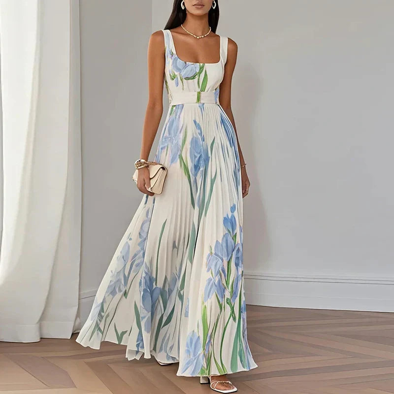 Araminta | Iris Floral Pleated Maxi Dress