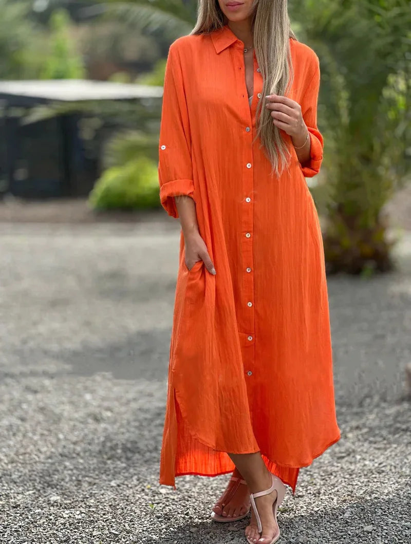 Joanne | Cotton Buttoned Maxi Dress