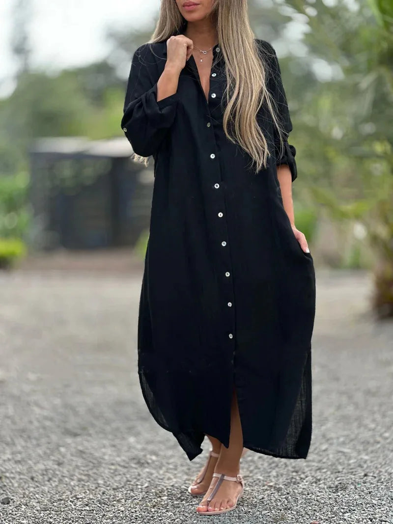 Joanne | Cotton Buttoned Maxi Dress